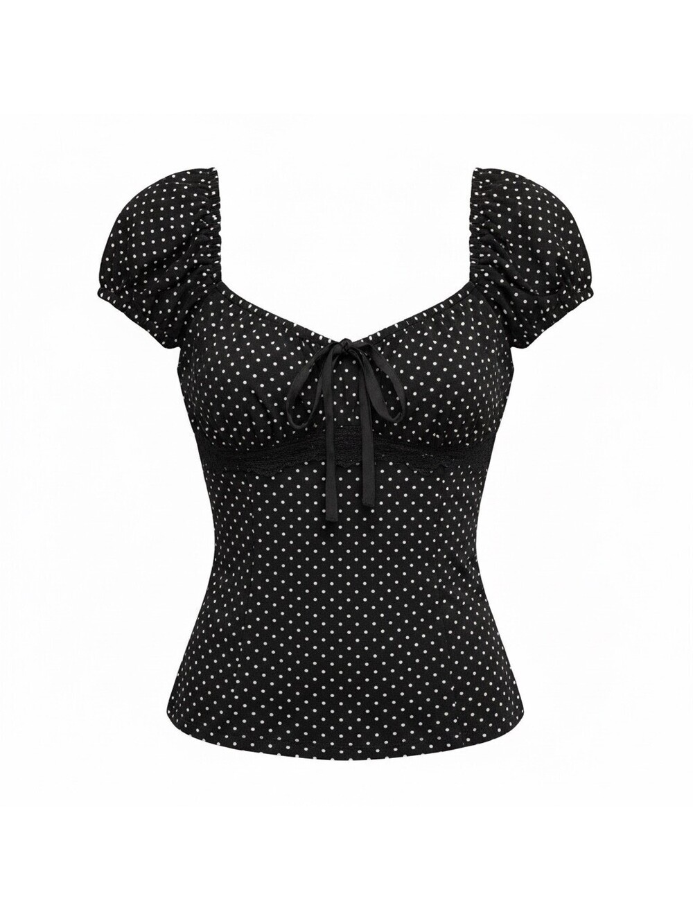 Mixed Threads Los Angeles Black Polka Dot Puff Sleeve Top Coquette Girly Trendy